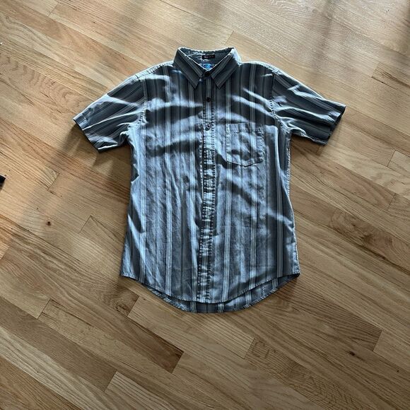 Y2K Vintage Anchor Blue Button Up Short Sleeve striped Shirt Blue Size small - Picture 1 of 5